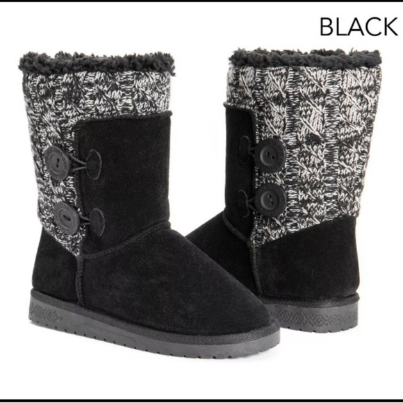 NWT Muk Luks Matilda Women's Faux Fur Lined Boots Black Gray Women's Size 10 - Picture 5 of 5